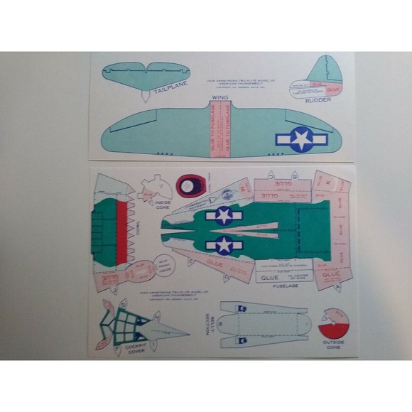 Airplane Toy Plane Jack Armstrong Tru-Flite Model Of American Thunderbolt 1944 - Picture 9 of 9